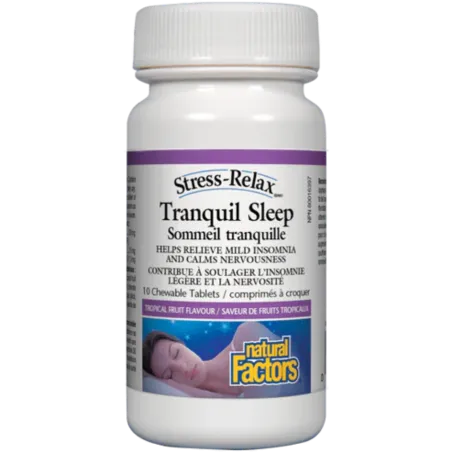 Natural Factors Tranquil Sleep, Tropical Fruit, Stress-Relax 10 Chewable Tablets | Unbeatable Prices, Daily Deals | VITASHOP