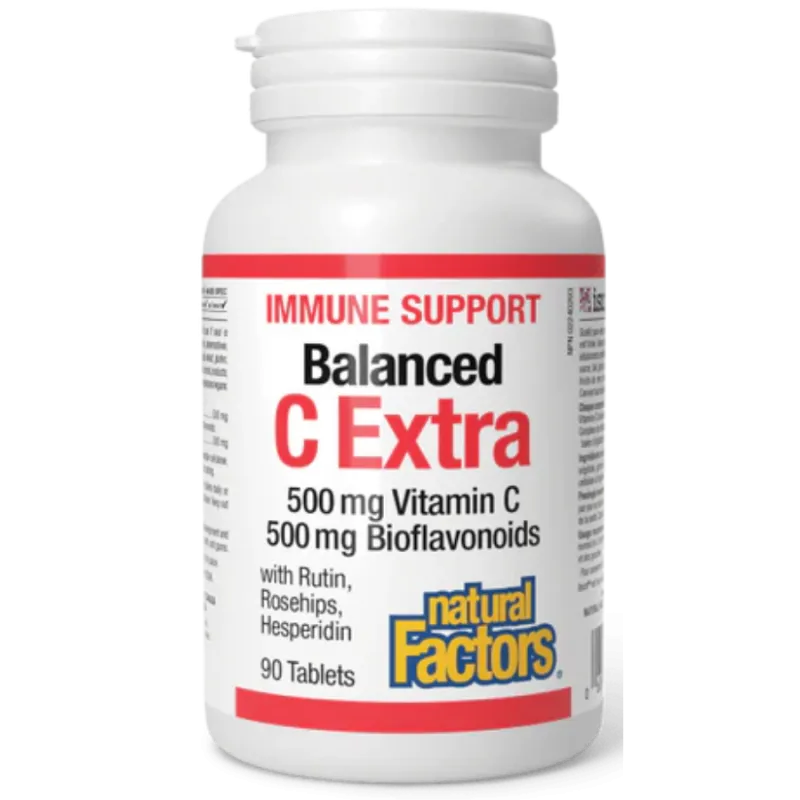 Natural Factors Balanced C Extra with Rutin, Rosehips, Hesperidin 500 mg / 500 mg, 90 Tablets | Unbeatable Prices, Daily Deals |