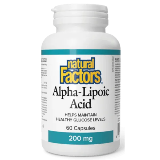Natural Factors 내추럴 팩터스 알파 리포산 200 mg, 60 캡슐 | 매일 업데이트되는 특가 상품 | VITASHOP