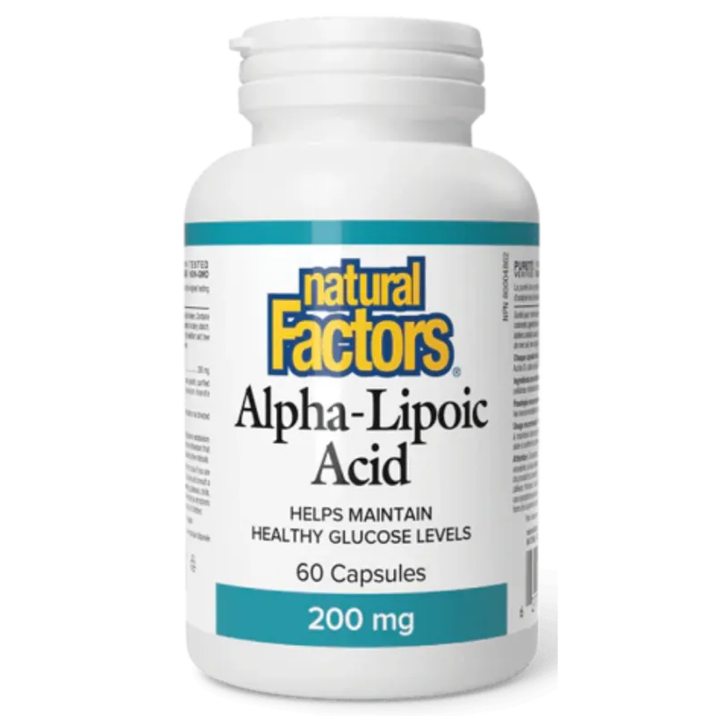 Natural Factors 내추럴 팩터스 알파 리포산 200 mg, 60 캡슐 | 매일 업데이트되는 특가 상품 | VITASHOP