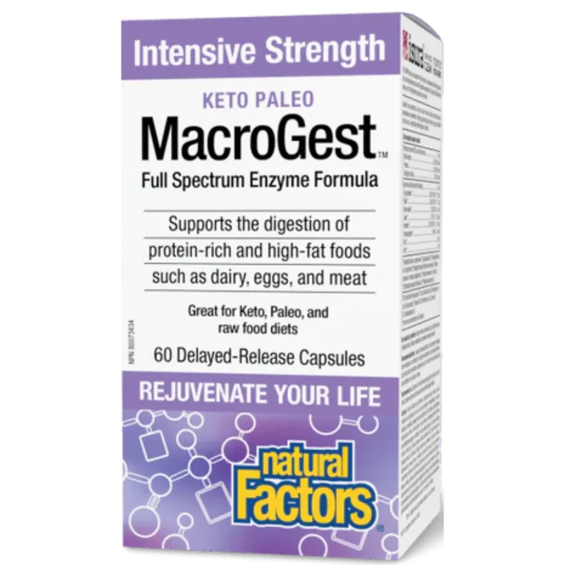 Natural Factors 내추럴 팩터스 MacroGest Keto Paleo 인텐시브 스트렝스, 지연 방출 캡슐 60정 | 매일 업데이트되는 특가 상품 | VITASHOP