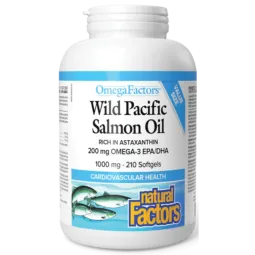 Natural Factors 내추럴 팩터스 OmegaFactors 와일드 퍼시픽 연어 오일 1000 mg, 210 소프트젤 | 매일 업데이트되는 특가 상품 | VITASHOP