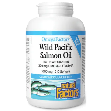Natural Factors OmegaFactors Wild Pacific Salmon Oil 1000 mg, 210 Softgels | 每天不同折扣, 全网最低价格 | 种类齐全的保健品店铺 VITASHOP, 只有你想不到, 没有你买不