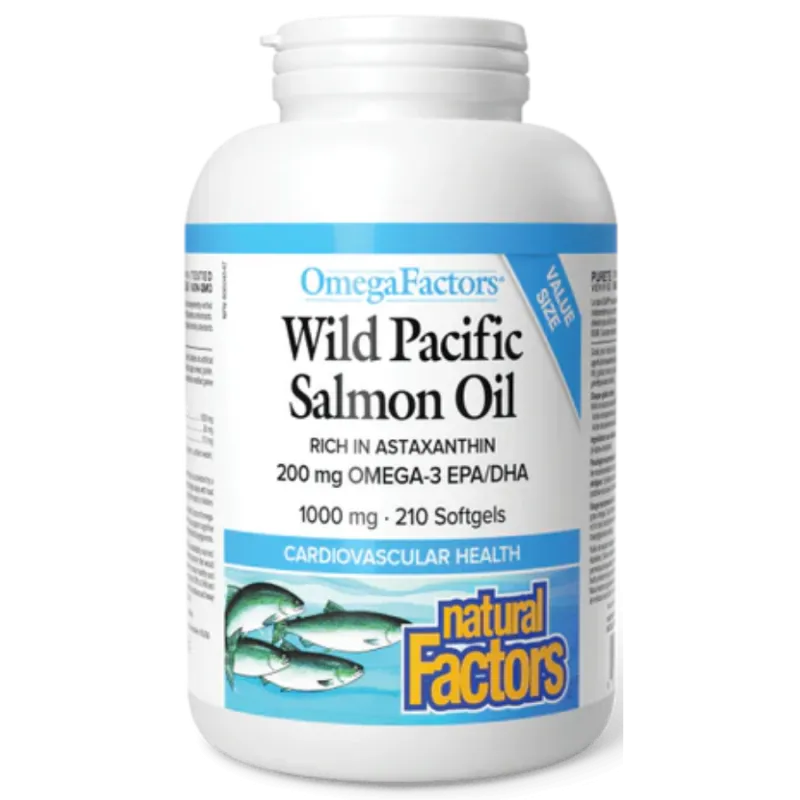 Natural Factors OmegaFactors Wild Pacific Salmon Oil 1000 mg, 210 Softgels | 每天不同折扣, 全网最低价格 | 种类齐全的保健品店铺 VITASHOP, 只有你想不到, 没有你买不