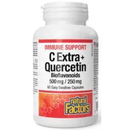 Natural Factors C Extra + Quercetin Bioflavonoids 500 mg / 250 mg, 60 Easy Swallow Capsules | Unbeatable Prices, Daily Deals | V