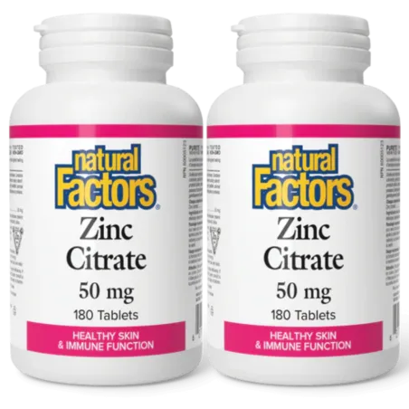 Natural Factors [2 for Deal] Zinc Citrate 50 mg, 180 Tablets | Unbeatable Prices, Daily Deals | VITASHOP