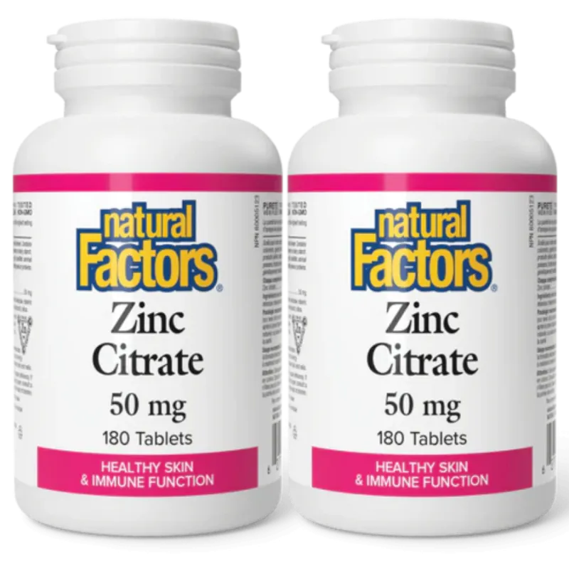 Natural Factors [2 for Deal] 내추럴 팩터스 구연산아연 50mg, 180정 | 매일 업데이트되는 특가 상품 | VITASHOP