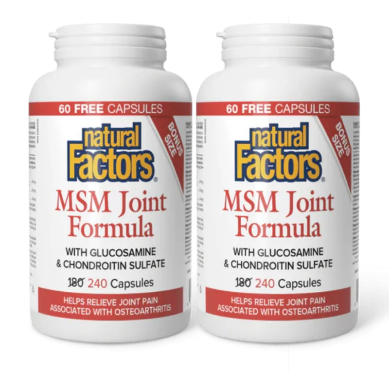 Natural Factors [2 for Deal] 내추럴 팩터스 MSM 조인트 포뮬러, 240캡슐 | 매일 업데이트되는 특가 상품 | VITASHOP