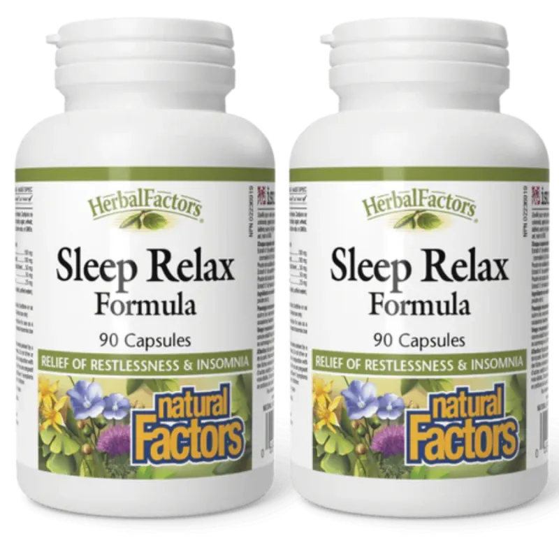 Natural Factors [2 for Deal] HerbalFactors Sleep Relax Formula, 90 Capsules | Unbeatable Prices, Daily Deals | VITASHOP