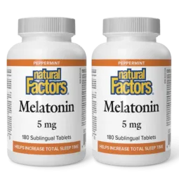Natural Factors [2 for Deal] 내추럴 팩터스 멜라토닌 5mg 페퍼민트, 설하정 180정 | 매일 업데이트되는 특가 상품 | VITASHOP