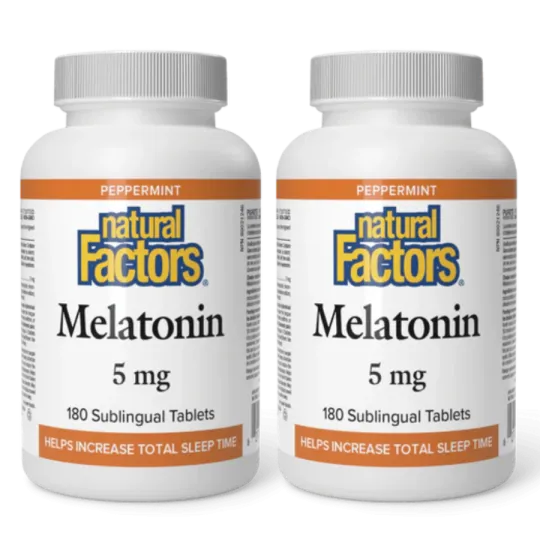 Natural Factors [2 for Deal] 내추럴 팩터스 멜라토닌 5mg 페퍼민트, 설하정 180정 | 매일 업데이트되는 특가 상품 | VITASHOP