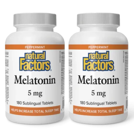 Natural Factors [2 for Deal] 내추럴 팩터스 멜라토닌 5mg 페퍼민트, 설하정 180정 | 매일 업데이트되는 특가 상품 | VITASHOP