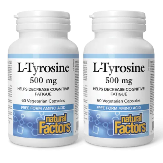 Natural Factors [2 for Deal] 내추럴 팩터스 L-티로신 500mg, 식물성 캡슐 60정 | 매일 업데이트되는 특가 상품 | VITASHOP