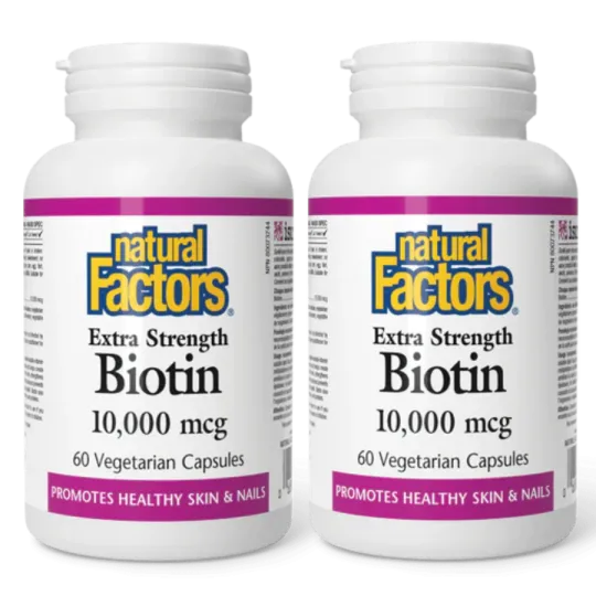Natural Factors [2 for Deal] 生物素 10000 微克特强型 60 粒植物胶囊 | 每天不同折扣, 全网最低价格 | 种类齐全的保健品店铺 VITASHOP, 只有你想不到, 没有你买不到 !