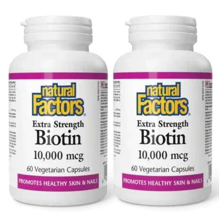 Natural Factors [2 for Deal] 生物素 10000 微克特强型 60 粒植物胶囊 | 每天不同折扣, 全网最低价格 | 种类齐全的保健品店铺 VITASHOP, 只有你想不到, 没有你买不到 !
