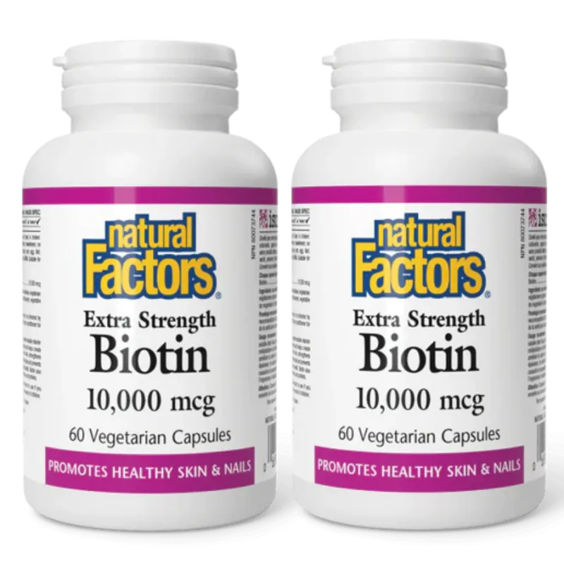 Natural Factors [2 for Deal] 生物素 10000 微克特强型 60 粒植物胶囊 | 每天不同折扣, 全网最低价格 | 种类齐全的保健品店铺 VITASHOP, 只有你想不到, 没有你买不到 !