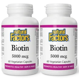 Natural Factors [2 for Deal] 내추럴 팩터스 비오틴 5000mcg, 식물성 캡슐 60정 | 매일 업데이트되는 특가 상품 | VITASHOP