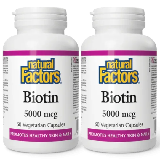 Natural Factors [2 for Deal] Biotin 5000 mcg, 60 Vegetarian Capsules | Unbeatable Prices, Daily Deals | VITASHOP