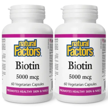 Natural Factors [2 for Deal]  生物素 5000 微克 60 颗植物胶囊 | 每天不同折扣, 全网最低价格 | 种类齐全的保健品店铺 VITASHOP, 只有你想不到, 没有你买不到 !