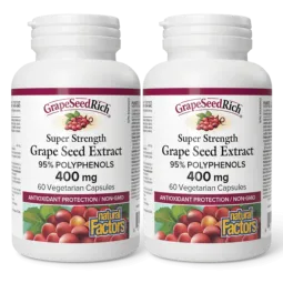 Natural Factors [2 for Deal] 포도SeedRich 최고 힘 포도씨 추출물 400mg 60caps | 매일 업데이트되는 특가 상품 | VITASHOP