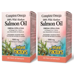 Natural Factors [2 for Deal]  OmegaFactors Complete Omega 100%阿拉斯加野生鲑鱼油 1300 毫克, 90 Enteripure 软胶囊 | 每天不同折扣, 全网最低价格 | 种类齐全的保健品店铺