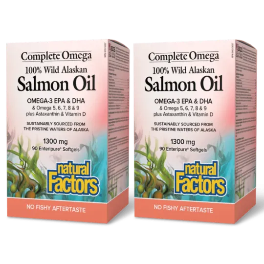 Natural Factors [2 for Deal]  OmegaFactors Complete Omega 100%阿拉斯加野生鲑鱼油 1300 毫克, 90 Enteripure 软胶囊 | 每天不同折扣, 全网最低价格 | 种类齐全的保健品店铺
