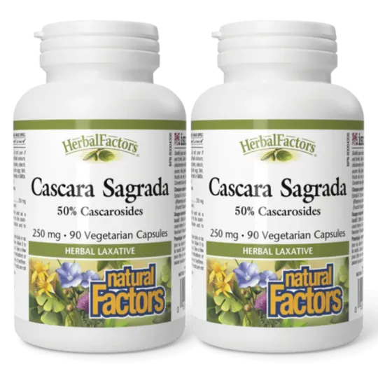 Natural Factors [2 for Deal] HerbalFactors Cascara Sagrada 250 mg, 90 Vegetarian Capsules | Unbeatable Prices, Daily Deals | VIT