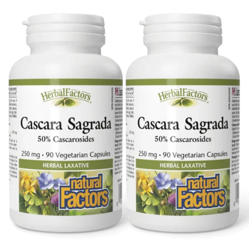 HerbalFactors Cascara Sagrada 250 mg, 90 Capsules Végétariennes | Safest & Easiest Shopping Vitamins Online | VITASHOP