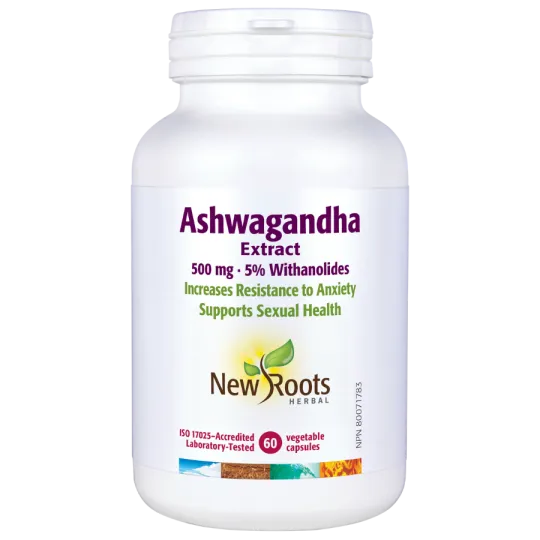 New Roots 뉴 루츠 Ashwagandha 추출물 500 mg 5% Withanolides 60 캡슐 | 매일 업데이트되는 특가 상품 | VITASHOP