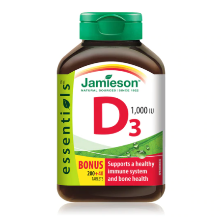 Jamieson Vitamin D 1000 IU Bonus 200+40 Free Tablets | 每天不同折扣, 全网最低价格 | 种类齐全的保健品店铺 VITASHOP, 只有你想不到, 没有你买不到 !