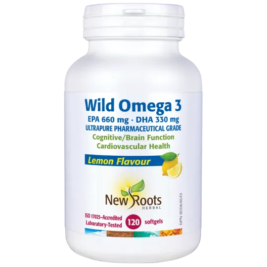 New Roots Wild Omega 3 EPA 660 mg DHA 330 mg Lemon Flavour 120 Softgels | Unbeatable Prices, Daily Deals | VITASHOP