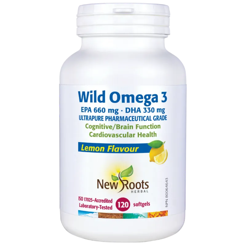 New Roots Wild Omega 3 EPA 660 mg DHA 330 mg Lemon Flavour 120 Softgels | Unbeatable Prices, Daily Deals | VITASHOP