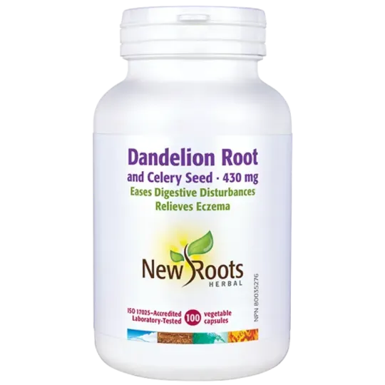 New Roots Dandelion Root and Celery Seed 430 mg 100 Capsules | 每天不同折扣, 全网最低价格 | 种类齐全的保健品店铺 VITASHOP, 只有你想不到, 没有你买不到 !