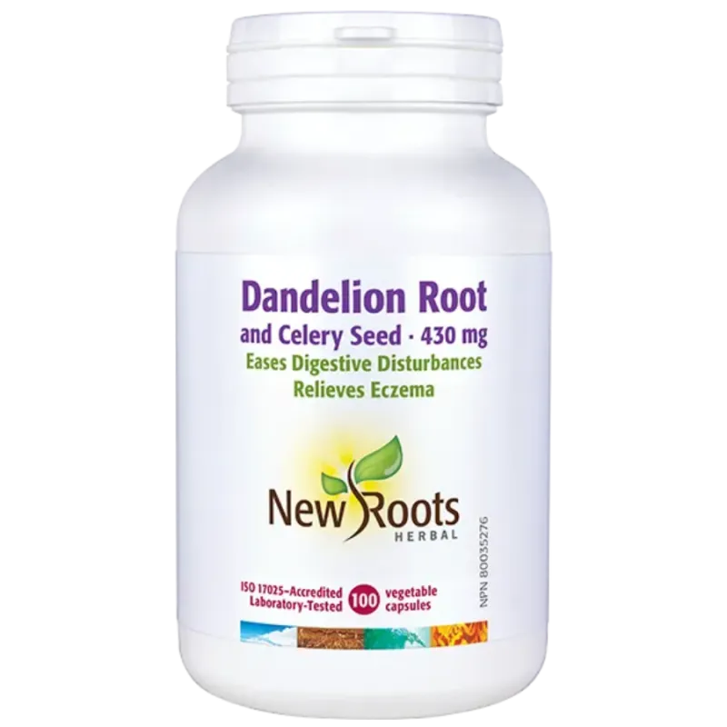 New Roots Dandelion Root and Celery Seed 430 mg 100 Capsules | 每天不同折扣, 全网最低价格 | 种类齐全的保健品店铺 VITASHOP, 只有你想不到, 没有你买不到 !