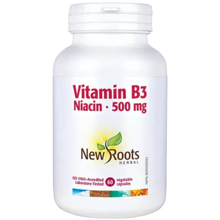 New Roots Vitamin B3 Niacin 500 mg 60 Capsules | 每天不同折扣, 全网最低价格 | 种类齐全的保健品店铺 VITASHOP, 只有你想不到, 没有你买不到 !