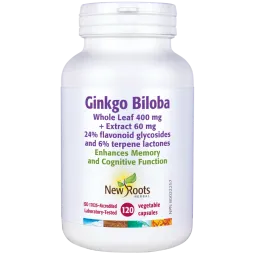 New Roots Ginkgo Biloba Whole Leaf 400 mg + Extract 60 mg 120 Capsules | 每天不同折扣, 全网最低价格 | 种类齐全的保健品店铺 VITASHOP, 只有你想不到, 没有你买不到 !