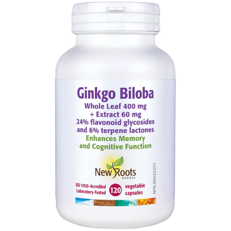 New Roots Ginkgo Biloba Whole Leaf 400 mg + Extract 60 mg 120 Capsules | 每天不同折扣, 全网最低价格 | 种类齐全的保健品店铺 VITASHOP, 只有你想不到, 没有你买不到 !