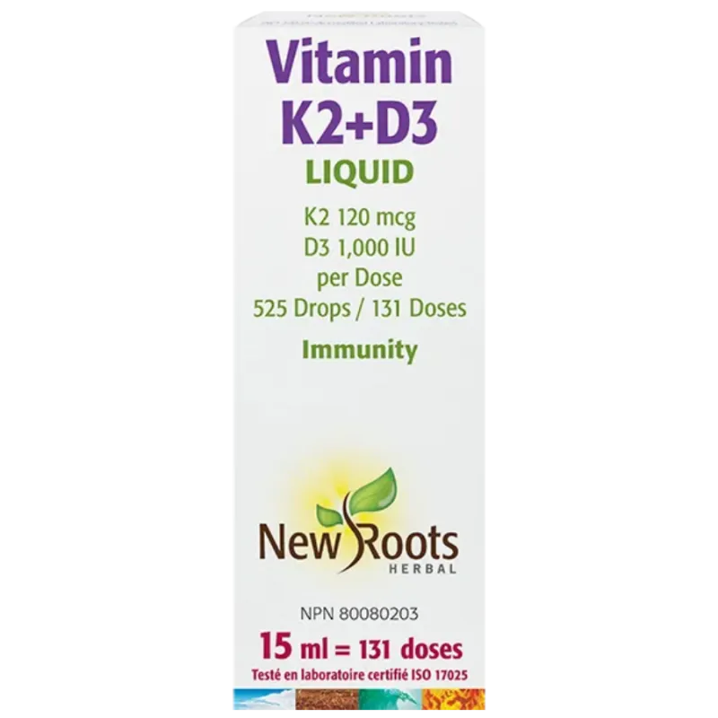 New Roots Vitamin K2+D3 Liquid 525 Drops 131 Doses 15 ml | 每天不同折扣, 全网最低价格 | 种类齐全的保健品店铺 VITASHOP, 只有你想不到, 没有你买不到 !