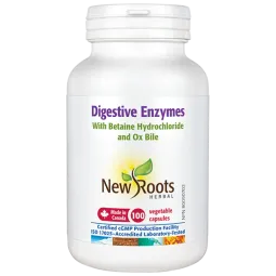New Roots Digestive Enzymes With Betaine Hydrochloride 100 Capsules | Unbeatable Prices, Daily Deals | VITASHOP