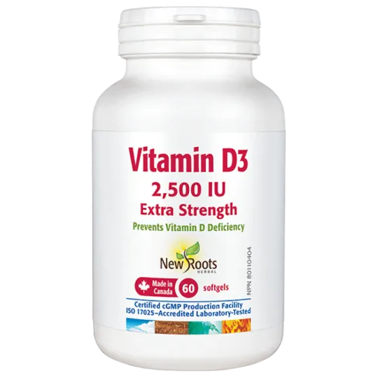 New Roots Vitamin D3 2,500 IU Extra Strength 60 Softgels | 每天不同折扣, 全网最低价格 | 种类齐全的保健品店铺 VITASHOP, 只有你想不到, 没有你买不到 !