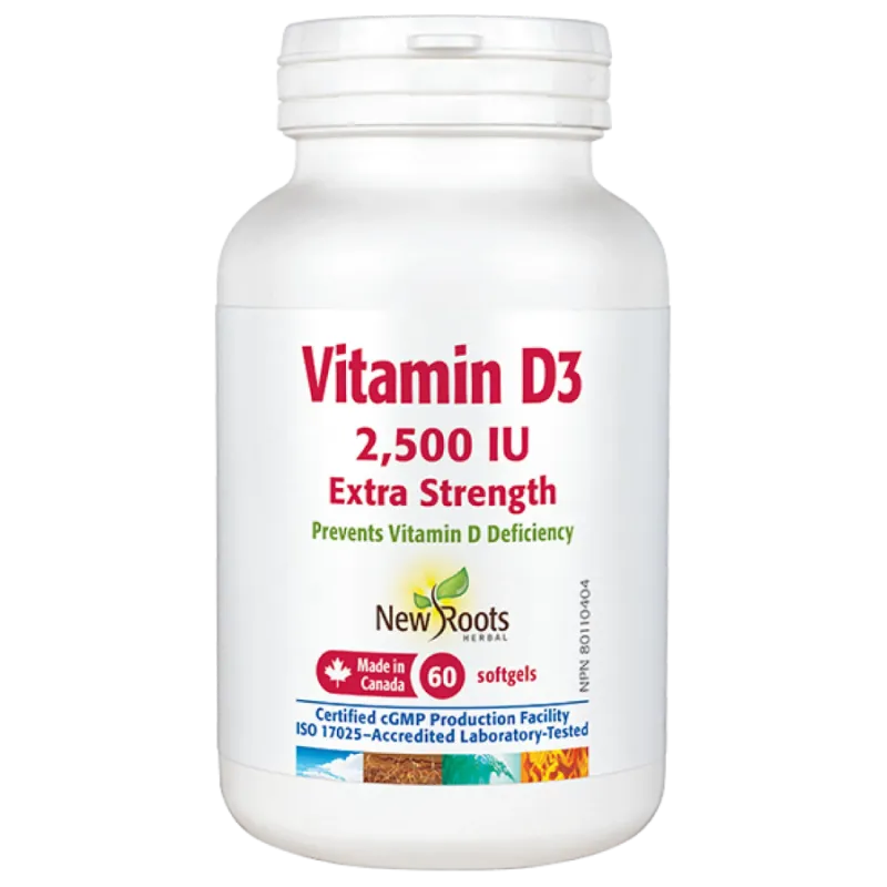 New Roots Vitamin D3 2,500 IU Extra Strength 60 Softgels | 每天不同折扣, 全网最低价格 | 种类齐全的保健品店铺 VITASHOP, 只有你想不到, 没有你买不到 !