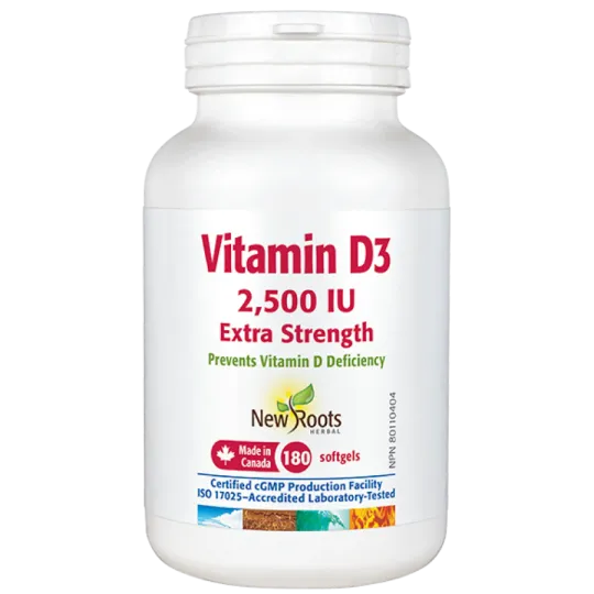 New Roots Vitamin D3 2,500 IU Extra Strength 180 Softgels | 每天不同折扣, 全网最低价格 | 种类齐全的保健品店铺 VITASHOP, 只有你想不到, 没有你买不到 !