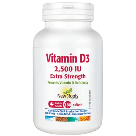 New Roots Vitamin D3 2,500 IU Extra Strength 180 Softgels | Unbeatable Prices, Daily Deals | VITASHOP
