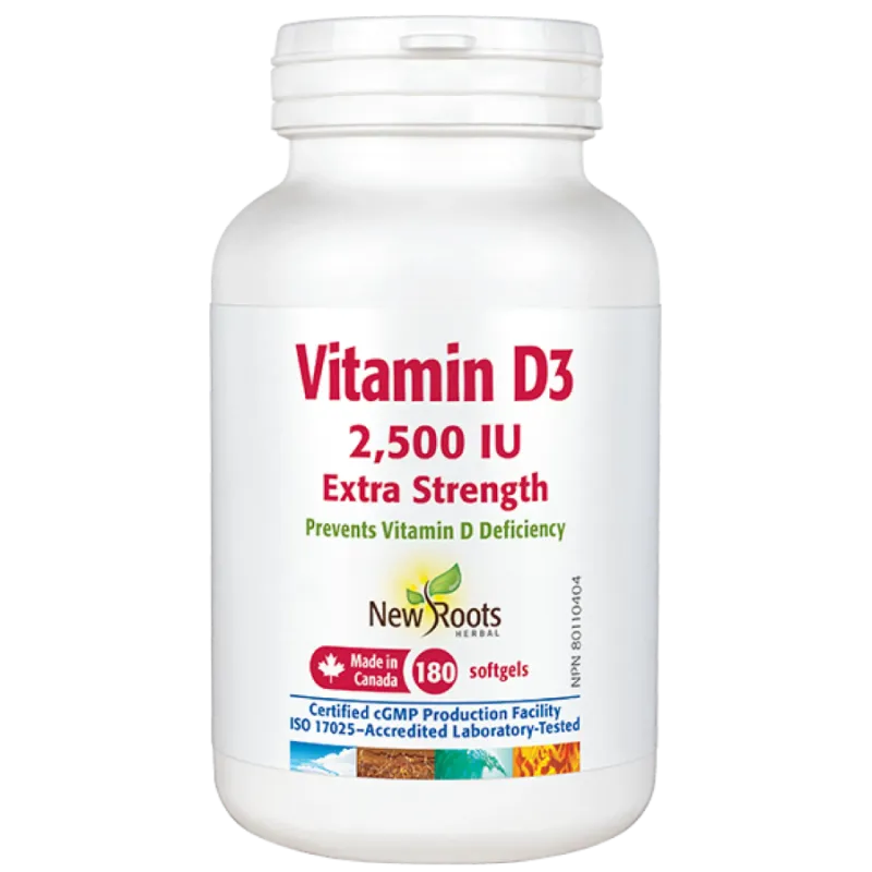 New Roots Vitamin D3 2,500 IU Extra Strength 180 Softgels | 每天不同折扣, 全网最低价格 | 种类齐全的保健品店铺 VITASHOP, 只有你想不到, 没有你买不到 !