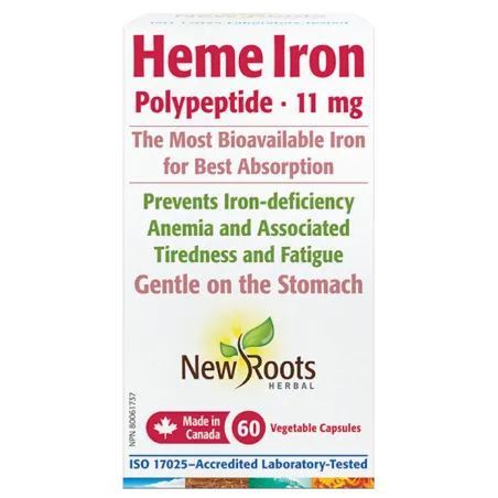 New Roots Heme Iron Polypeptide 11 mg 60 Capsules | 每天不同折扣, 全网最低价格 | 种类齐全的保健品店铺 VITASHOP, 只有你想不到, 没有你买不到 !