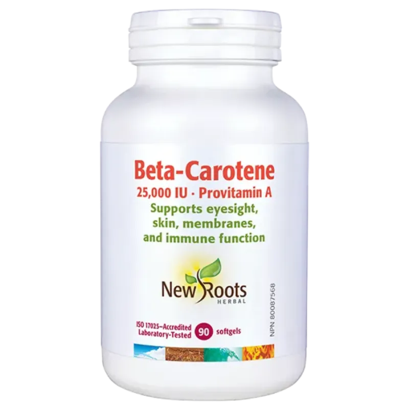 New Roots Beta-Carotene 25,000 IU 90 Softgels | 每天不同折扣, 全网最低价格 | 种类齐全的保健品店铺 VITASHOP, 只有你想不到, 没有你买不到 !