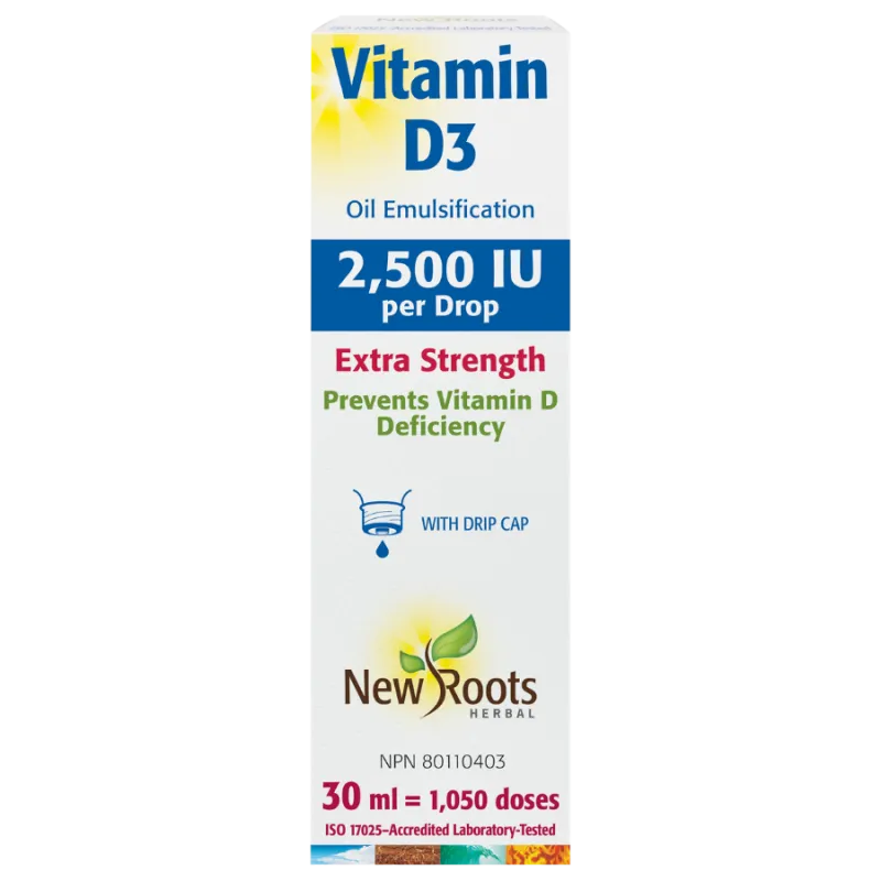 New Roots Vitamin D3 2,500 IU Extra Strength Liquid 30 ml | 每天不同折扣, 全网最低价格 | 种类齐全的保健品店铺 VITASHOP, 只有你想不到, 没有你买不到 !