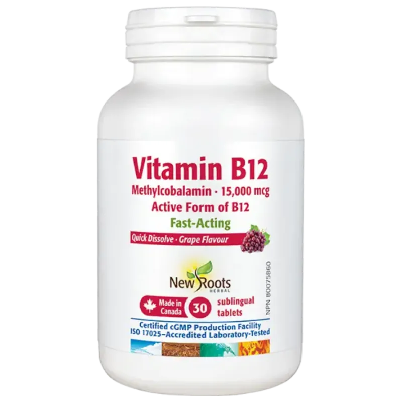 New Roots Vitamin B12 Methylcobalamin 15,000 mcg 30 sublingual Tablets | 每天不同折扣, 全网最低价格 | 种类齐全的保健品店铺 VITASHOP, 只有你想不到, 没有你买不到 !