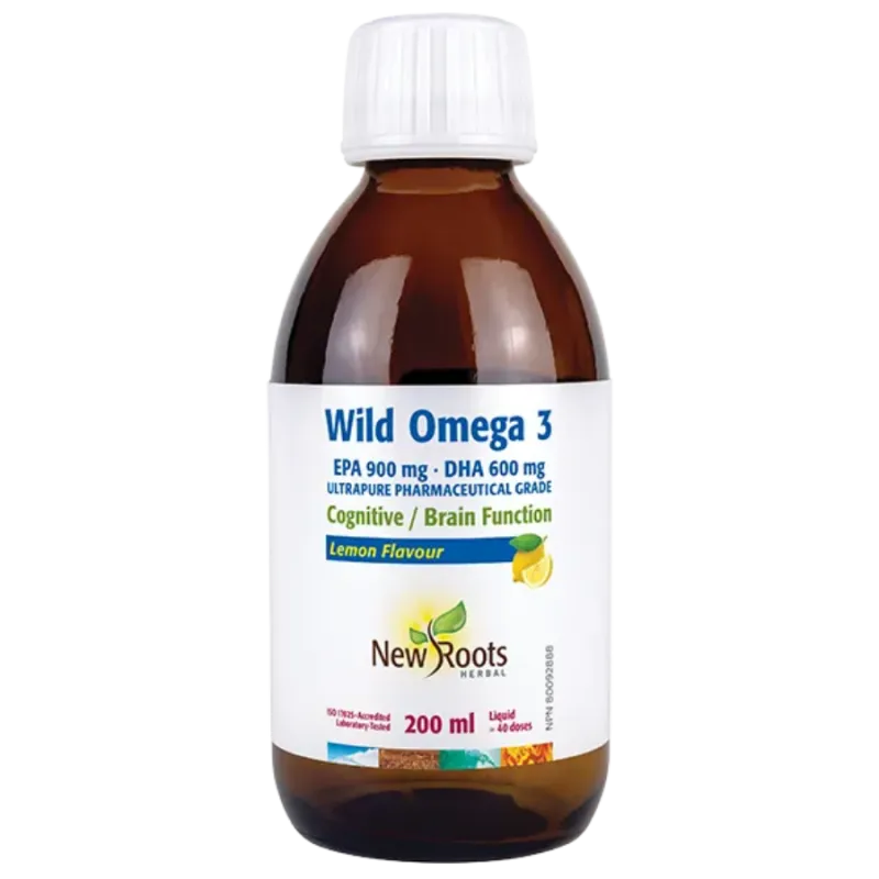 New Roots Wild Omega 3 EPA 900 mg DHA 600 mg Lemon Flavour 200 ml | Unbeatable Prices, Daily Deals | VITASHOP