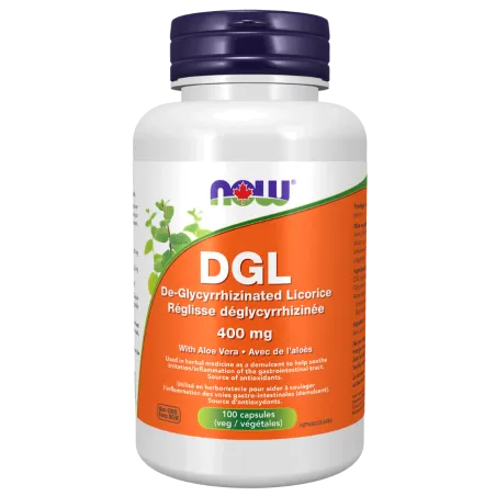 NOW Foods DGL with Aloe Vera, 100 Veg Capsules , perday Lowest Price, Daily Addresss  VILMOP